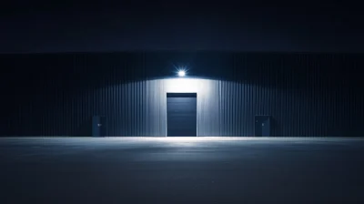 Night Scene of Industrial Warehouse