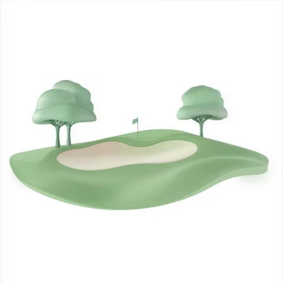 Pastel Green Golf Course Illustration