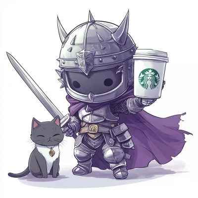 Chibi Paladin with Starbucks