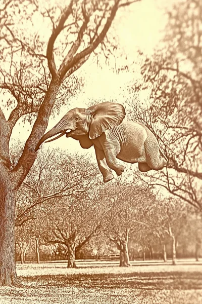 Vintage Baby Elephant on Moon