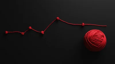 Red Yarn on Black Background