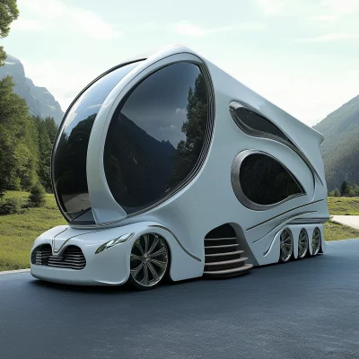 Modern Camper and Luxury Car