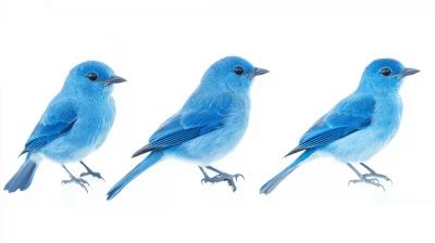 Blue Birds on White Background