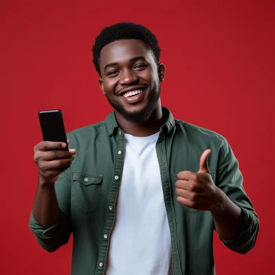 Smiling African Man with Phone