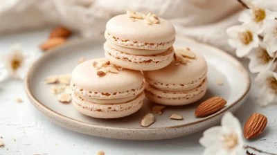 Realistic Macarons on a Plate