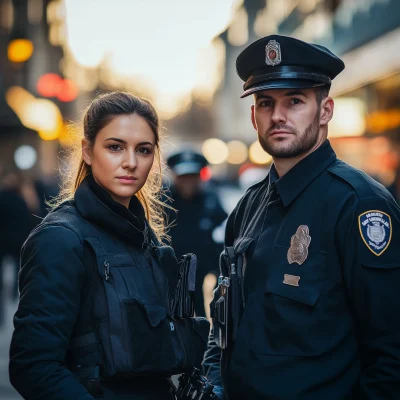 British Police Woman and Security Guard