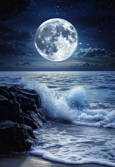 Moonlit Ocean Waves