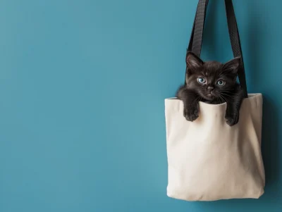 Calm Black Kitten in Tote Bag
