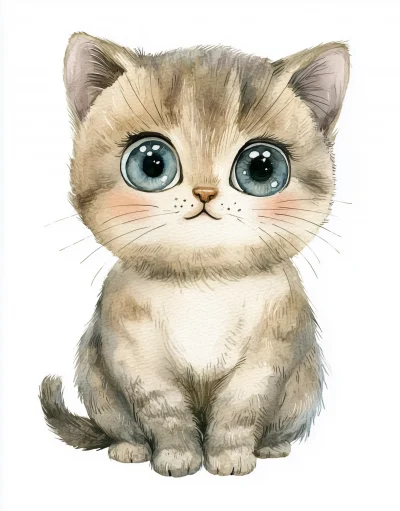 Cute Baby Cat Illustration