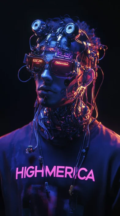 Hyperrealistic Cyborg in Cyberpunk Style