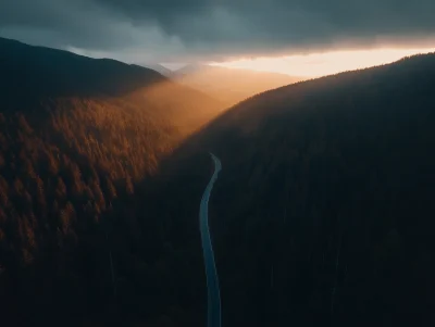 Mountain Road Aerial View