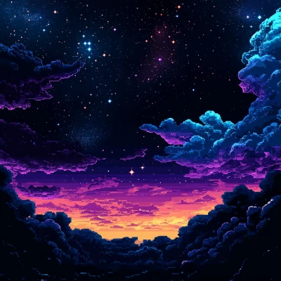 Pixelated Night Sky