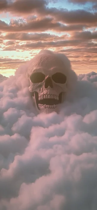 Erupting Skull in Clouds