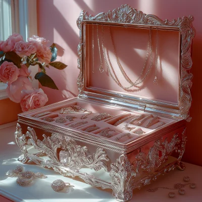 Silver Baroque Jewelry Box