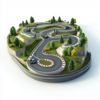 Karting Circuit 3D Illustration