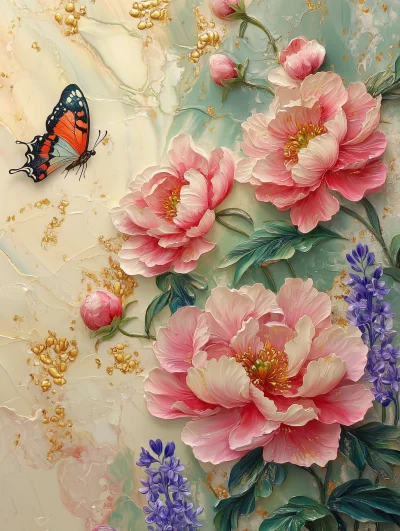 Spring Butterfly and Flowers