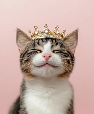 Grinning Cat with Crown