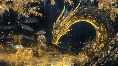 Surreal Dragon in Golden Field