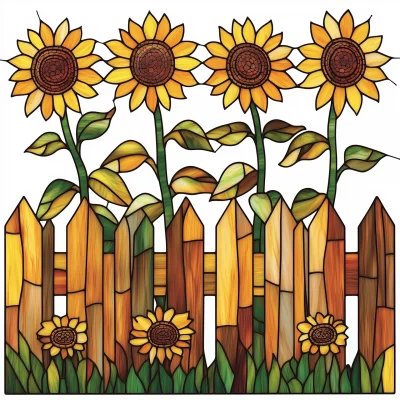 Stained Glass Sunflowers Design