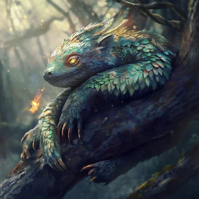 Mystical Sloth with Dragon