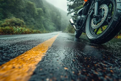 Wet Road with Motorcycle