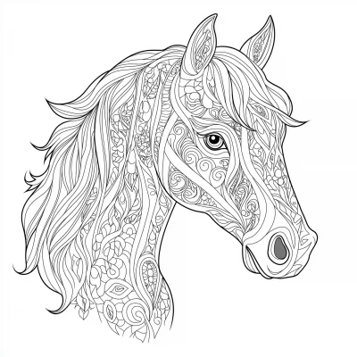 Horse Head Mandala Coloring Page