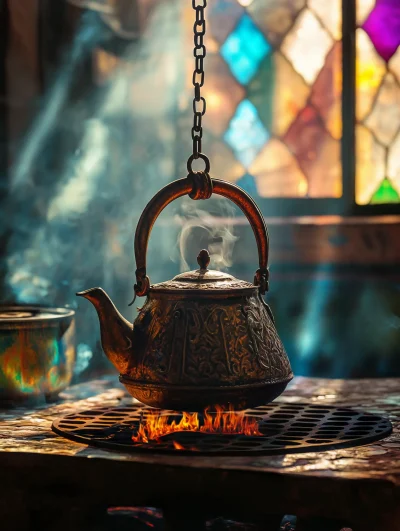 Old Kettle by the Fire