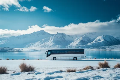 Luxurious White Bus in Nature