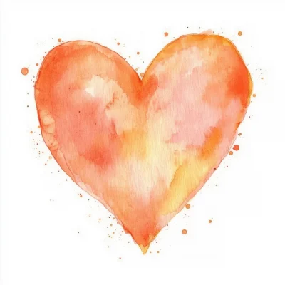 Cute Peach Watercolor Heart