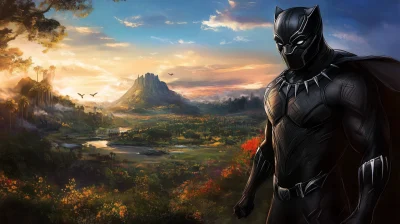 Black Panther in African Landscape