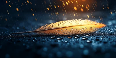 Phoenix Feather with Dew Drops