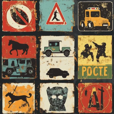 Montage of Vintage Road Signs