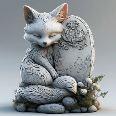 Cute Fox Garden Stone