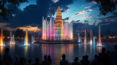 Colorful Projection Mapping at Monument