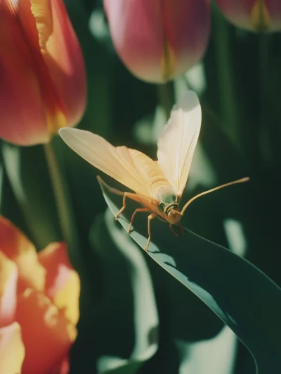 Macro View of Tulip Flowers