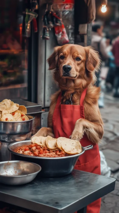 Dog Chef Making Tacos