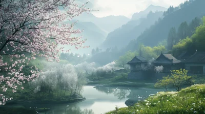 Spring Atmosphere in Chinese Landscape