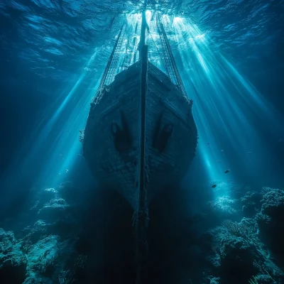 Underwater View of a Sailing Ship