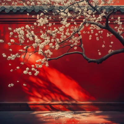 Weeping Plum Tree in Ancient Palace