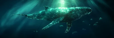 ethereal whale in the ocean