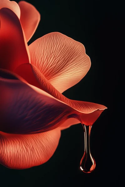 Honey Droplet on Rose Petal