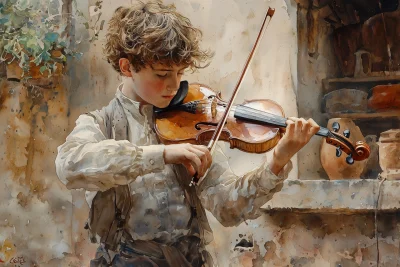 Young Italian Violinist in Studio