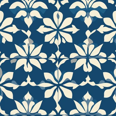 Retro Blue and White Pattern