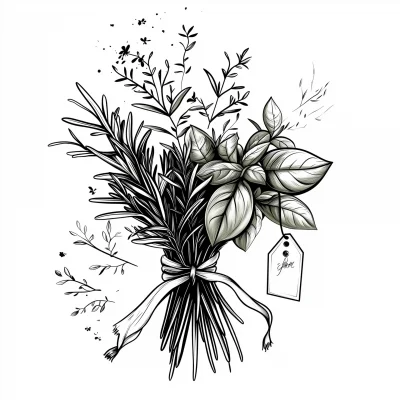 Fresh Herb Bundle Coloring Page