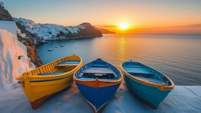 Colorful Fishing Boats at Sunset