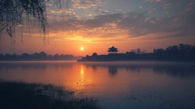 Sunset Serenity Over Tengwang Pavilion