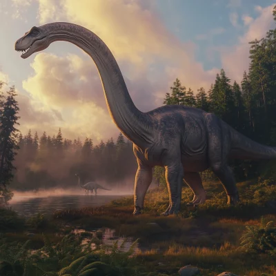 Majestic Brontosaurus in Floodplain