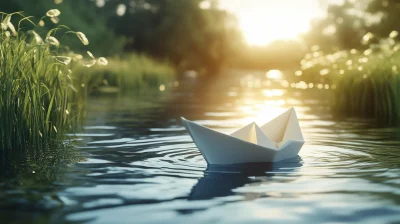 Paper Boat by the River