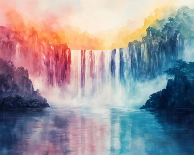 Magical Watercolor Waterfall