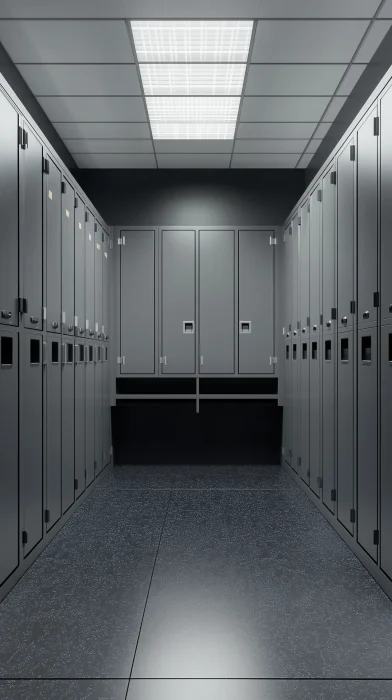 Bright Locker Room Scene